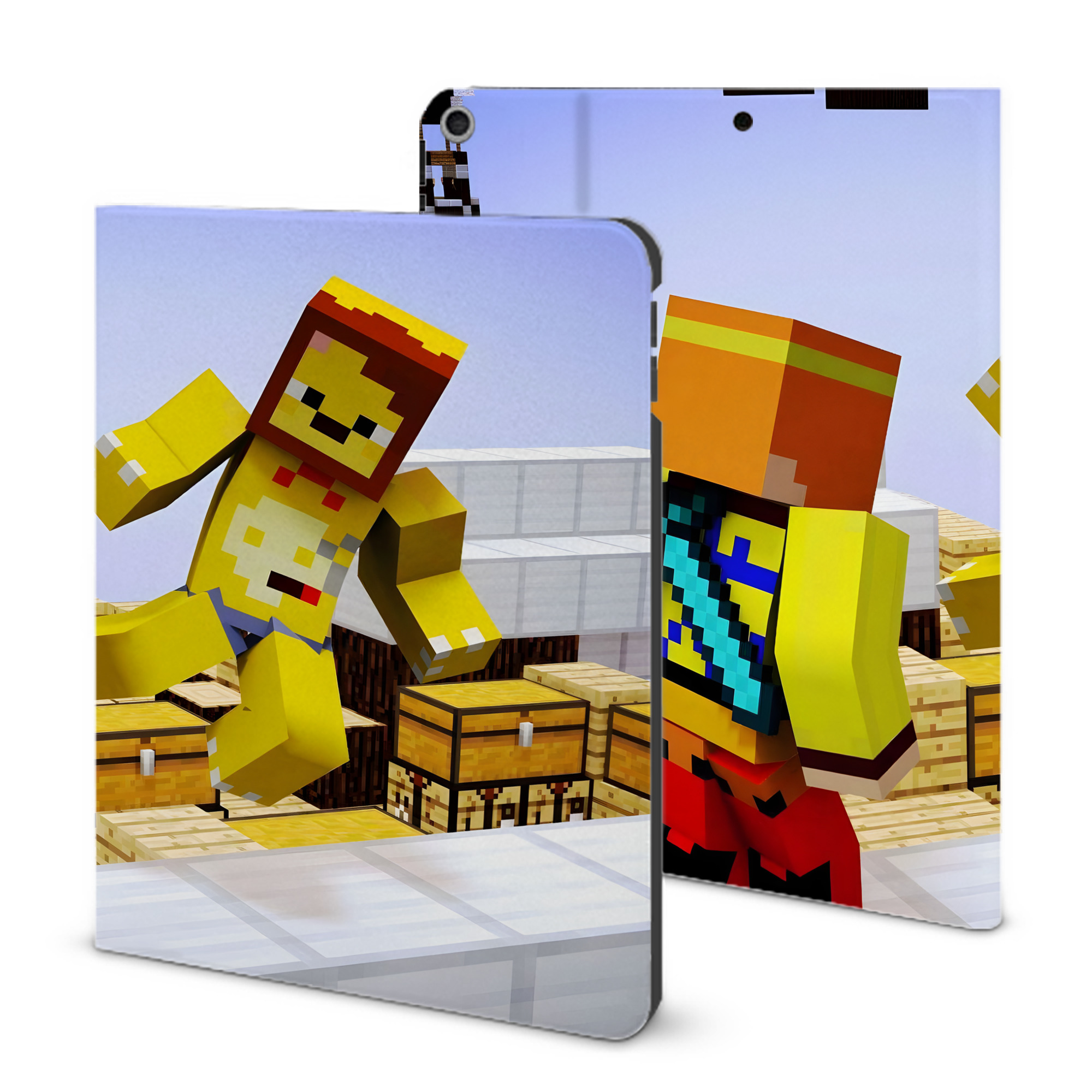 （画像用） マインクラフト ブロックの世界 Minecraft MC Block world IPad ケース ブック型 PUレザー TPU 耐衝撃 軽量 薄型 ペン収納なし 全面保護 IPad 各モデル対応